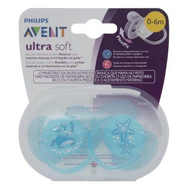 Chupeta Ultra Soft - 0-6 Meses - Azul - Philips Avent