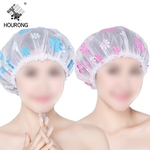 Chuveiro Waterproof Cap touca de banho Hat Dot por Mulheres Spa Duche Cap Hat Bath cabelo capa protetora acessórios do banheiro