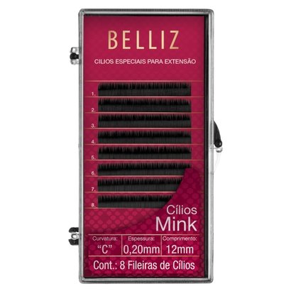 Cílios para Alongamento Belliz - Mink C 020 12mm 1 Un