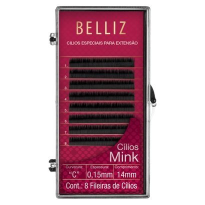 Cílios para Alongamento Belliz - Mink C 015 14mm 1 Un