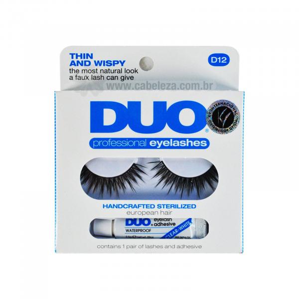 Cílios Postiços com Cola DUO Professional Eyelashes D12 - Thin And Wispy - DUO Professional Eyelashes