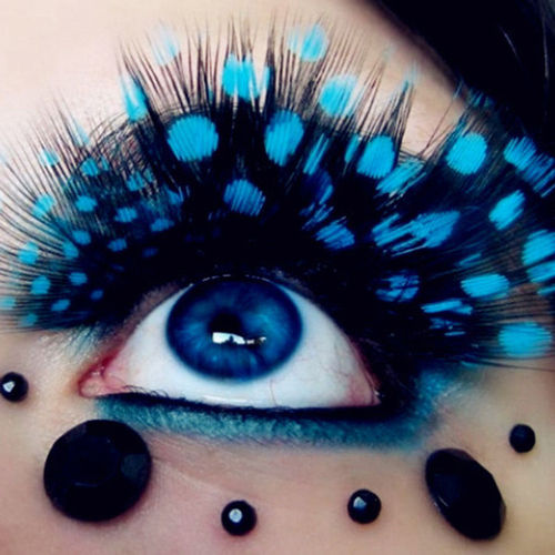 Cílios postiços exagero pena colorida do Pavão Dots Eye Lashes para Cosmetic Party - Um Par