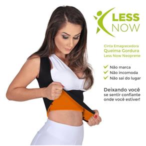 Cinta Emagrecedora Feminina Queima Gordura Less Now T-shirt Laranja com Preto