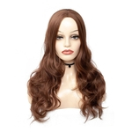 Clássico longo onda profunda Fiber Brown sintético peruca cosplay Médio Cabelo Parting