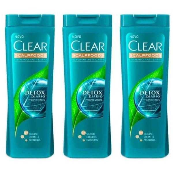 Clear Anticaspa Detox Diário Shampoo 200ml (Kit C/03)