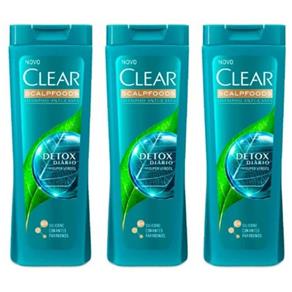 Clear Anticaspa Detox Diário Shampoo 200ml - Kit com 03