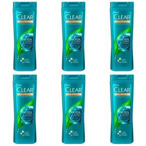 Clear Anticaspa Detox Diário Shampoo 200ml - Kit com 06