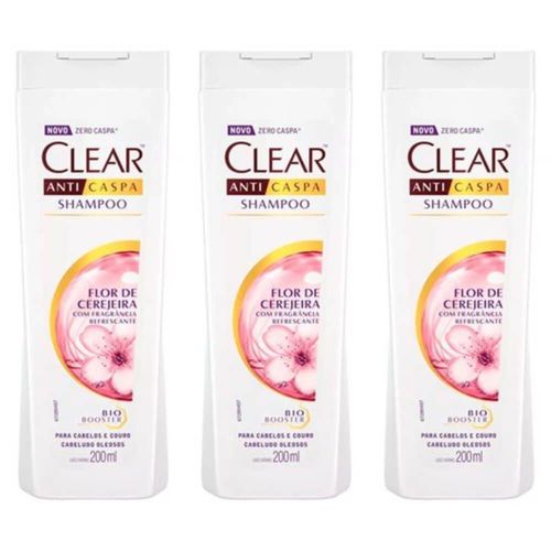 Clear Anticaspa Flor de Cerejeira Shampoo 200ml (kit C/03)