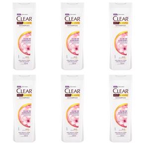 Clear Anticaspa Flor de Cerejeira Shampoo 200ml - Kit com 06