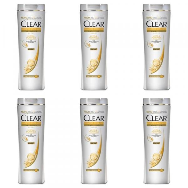 Clear Limpa e Purifica Shampoo Feminino 200ml (Kit C/06)