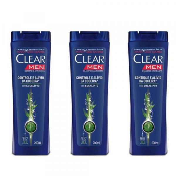 Clear Men Alívio da Coceira Shampoo 200ml (Kit C/03)
