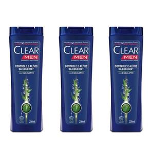 Clear Men Controle da Coceira Shampoo 200ml - Kit com 03
