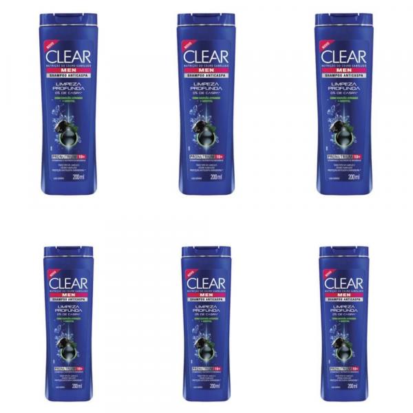 Clear Men Limpeza Profunda Shampoo 200ml (Kit C/06)