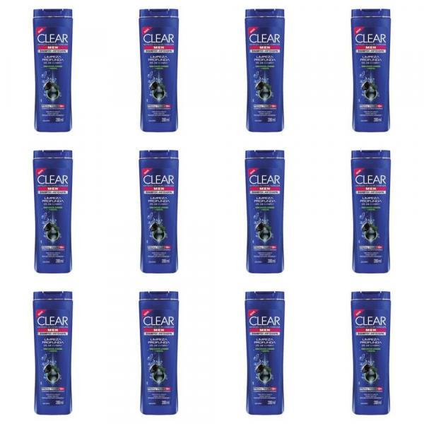 Clear Men Limpeza Profunda Shampoo 200ml (Kit C/12)