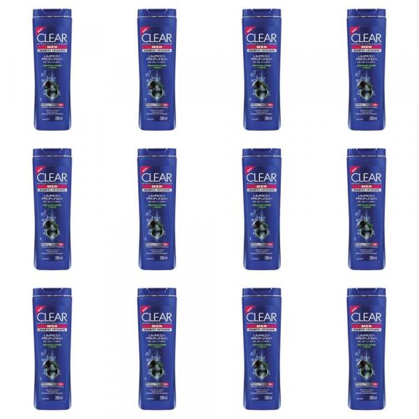 Clear Men Limpeza Profunda Shampoo 200ml (Kit C/12)