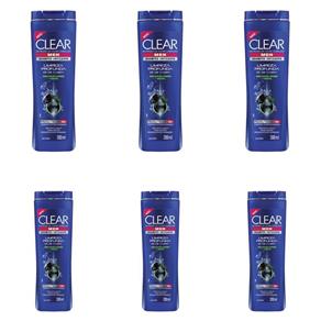 Clear Men Limpeza Profunda Shampoo 200ml - Kit com 06