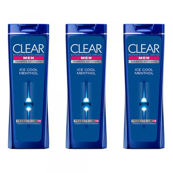 Clear Menthol Shampoo Masculino 200ml (Kit C/03)