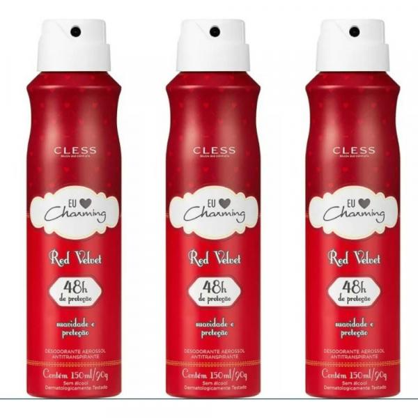 Cless Charming Red Velvet Desodorante Aerossol 150ml (Kit C/03)