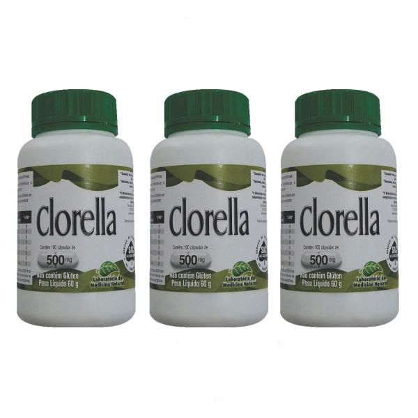 3 Clorella Pyrenoidosa 100 Cápsulas Cada 500 Mg Medinal