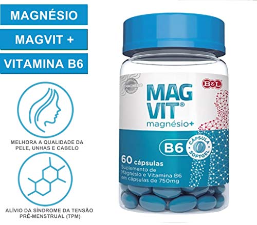 Cloreto de Magnésio Magvit + Vitamina B6 60 Cápsulas 750mg