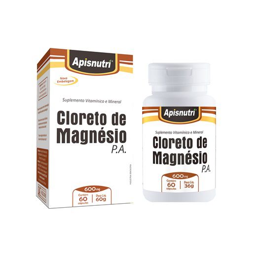 Cloreto de Magnésio P.A. com 60 Cápsulas 600 Mg - Apisnutri