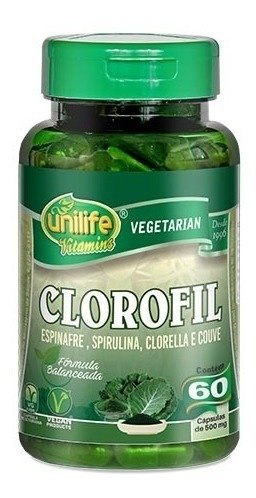 Clorofil 60 Cáps Spirulina, Clorella C Fibras, Aminoácidos (Natural)