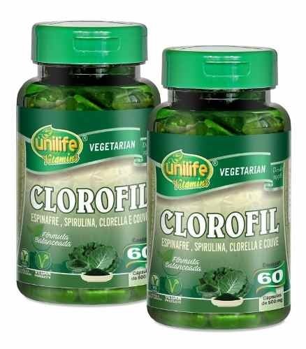 Clorofil 2X60 Caps Spirulina, Clorella C Fibras, Aminoácidos (Natural)