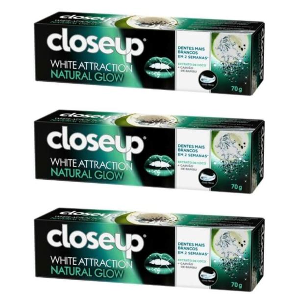 Close Up White Attraction Creme Dental Natural Glow 70g (Kit C/03)