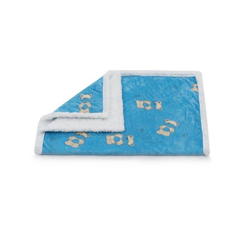 Cobertor Microfibra e Sherpa Baby- Azul -1Mx75cm