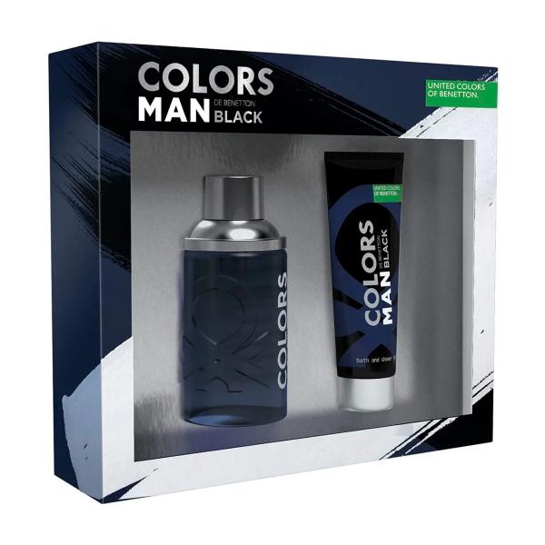 Coffret Benetton United Colors Man Black EDT 100ml + Gel de Banho 75ml Masculino