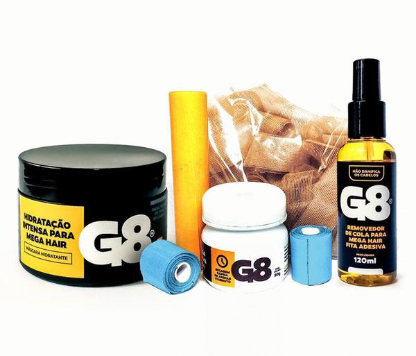 Cola gel megahair fita adesiva 50gr + kit + rem +mascara g8