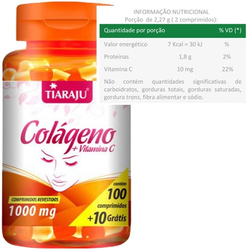 Colageno com Vitamina C 1000mg 110 Cápsulas Tiaraju