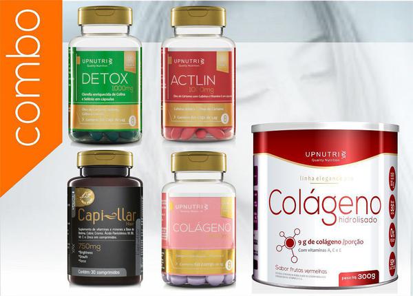 Colágeno + Detox + Capilla Hair 30 Comp. + Colágeno Frutas Vermelhas Lata + Actlin / Upnutri