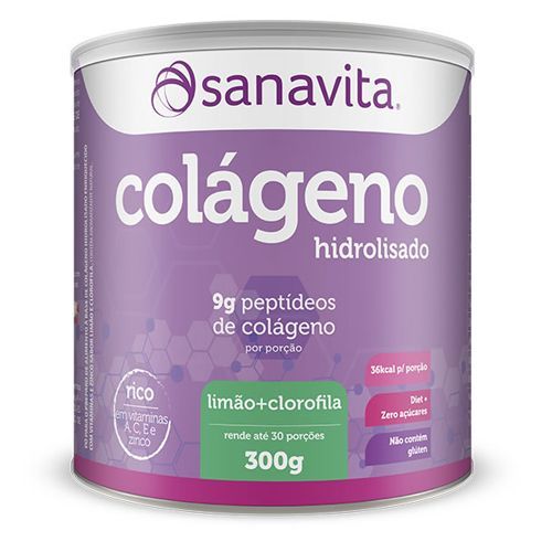 Colágeno Hidrolisado - 300g Limão + Clorofila - Sanavita