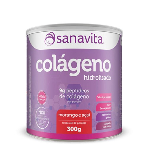 Colágeno Hidrolisado 300g Morango e Açaí - Sanavita