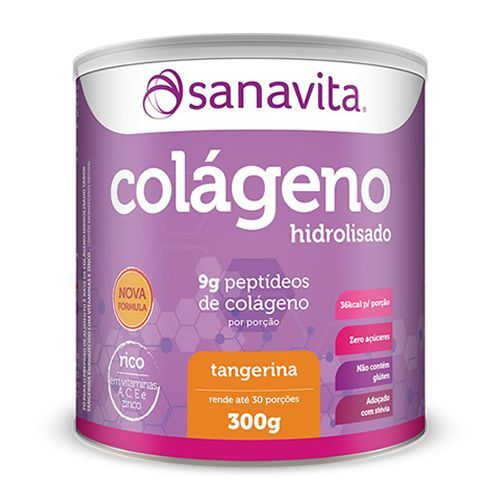 Colágeno Hidrolisado - 300g Tangerina - Sanavita