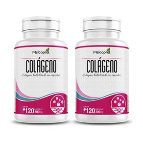 Colageno Hidrolisado 100% Puro 300mg 2x120 Cápsulas Melcoprol - Vitamina - 1 Unidade
