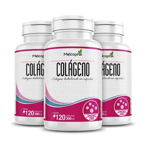 Colageno Hidrolisado 100% Puro 300mg 3x120 Cápsulas Melcoprol - Vitamina - 1 Unidade