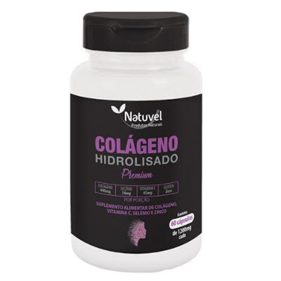 Colágeno Hidrolisado com Vitamina C + Selênio + Zinco 60 Cápsulas 1200...