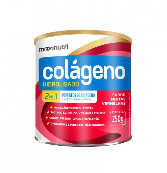 Colágeno Hidrolisado 2 em 1 250g - Frutas Vermelhas - Maxinutri