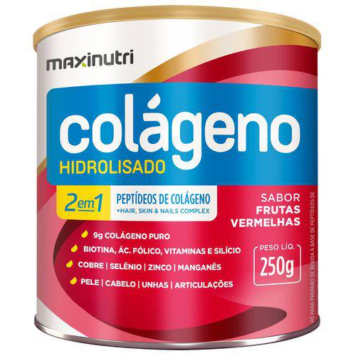 Colágeno Hidrolisado 2 em 1 - 250g Sabor Frutas Vermelhas - Maxinutri