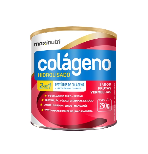 Colágeno Hidrolisado 2 em 1 - Maxinutri - Frutas Vermelhas - 250g