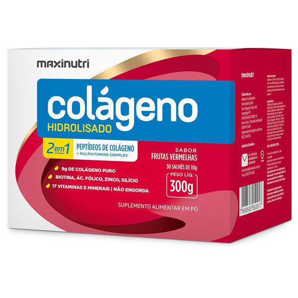 Colágeno Hidrolisado 2 em 1 Verisol - 30 Sachês de 10g - Maxinutri Frutas Vermelhas