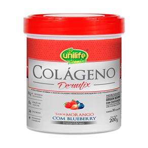 Colágeno Hidrolisado em Pó Dermfix Morango com Blueberry Unilife - 200g