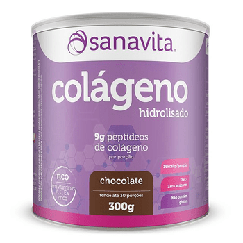 Colágeno Hidrolisado em Pó Sanavita 300g Chocolate