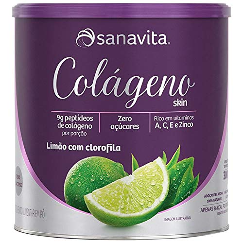 Colágeno Hidrolisado em Pó Sanavita 300g Limão + Clorofila