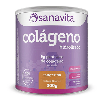 Colágeno Hidrolisado em Pó Sanavita 300g Tangerina