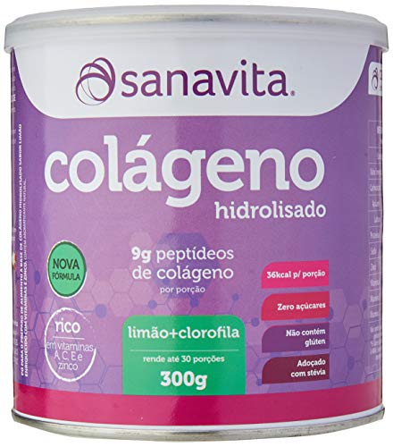 Colágeno Hidrolisado - Limão + Clorofila, Sanavita, 300g