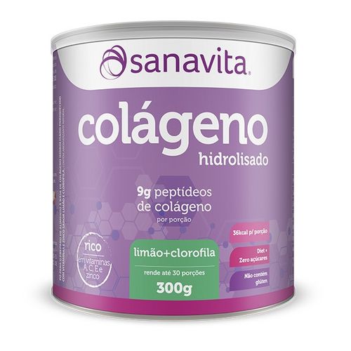 Colágeno Hidrolisado Limão e Clorofila 300g - Sanavita