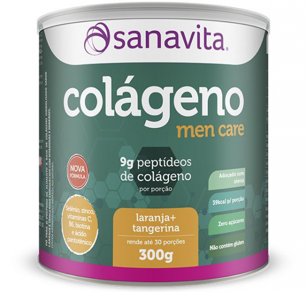 Colágeno Hidrolisado Men Care 300g Laranja + Tangerina - Sanavita